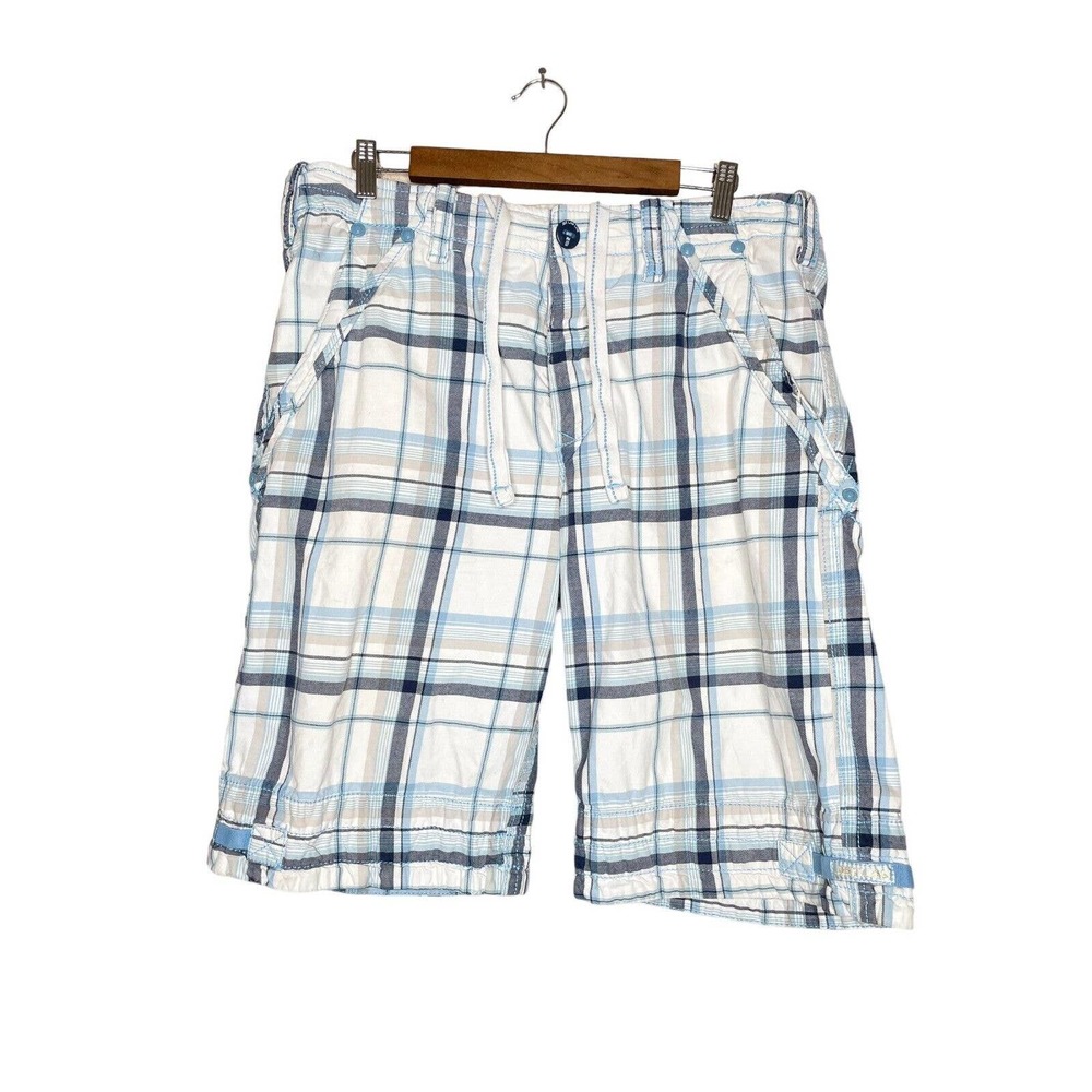 Jetlag Organic Sanforized 34 Mens Multicolor Plaid Drawstring Waist Chino Shorts
